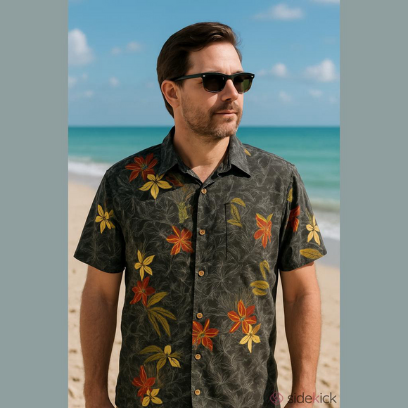 Columbia Linen Blend Tropical Hawaiian Style Resort Shirt Size XL - Picture 9 of 9